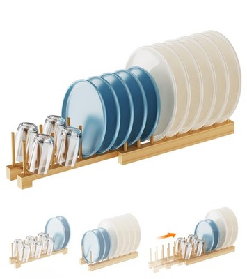 Dish Rack, Flexible Dish Drying Rack Pot Lid Plate Stand Holder Adjustable Ve...