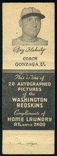 1942 Maryland Home Laundry Redskins Football Matchbook Ray Flaherty *d2