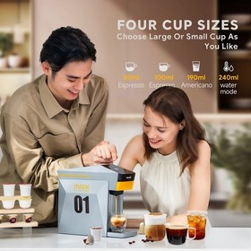 19bar 4 in 1 (nes, powder, k-cup, Du) large tank semi-automatic coffee maker