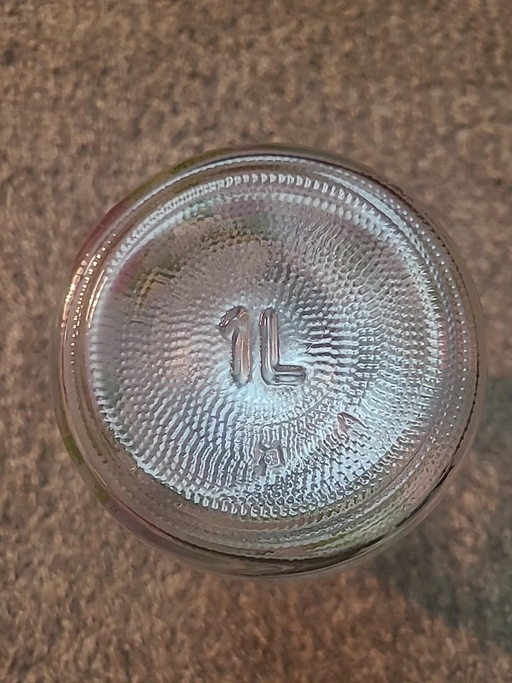 Tarro de vidrio vintage ARC fresa 1L Francia Level de Remplissage núcleo de casa de campo Foto 4 de 4