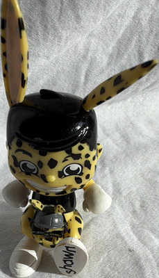 Bonkers Toy Co. Shawn spotted bunny figure plastic yellow black white Laffter