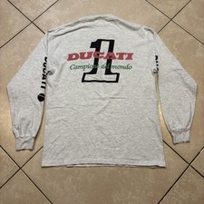Vintage 90s Hanes Ducati Campione Del Mondo Shirt Mens M Gray VTG Moto Racing