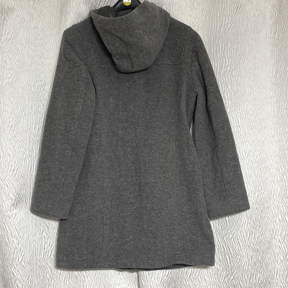 Abrigo de lana LL Bean para mujer con cremallera y cremallera gris con capucha bolsillos-talla 10 Foto 2 de 4
