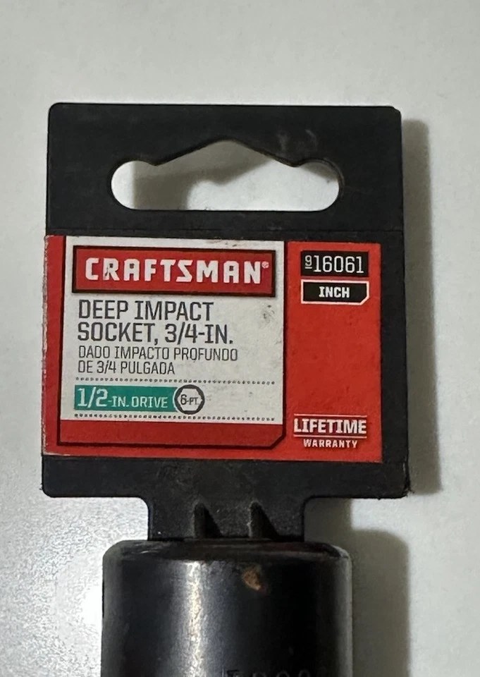 NEW CRAFTSMAN Deep Impact Socket, SAE, 1/2-Inch Drive, 3/4-Inch 6 Point 16061 - Image 2 of 4