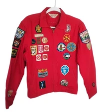 Vintage BSA Red Patch Jacket 1967 World Jamboree Intl Scout Patches M