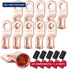 10PCS 4 AWG-5/16 Heavy Duty Battery Lugs with 3:1 Heat Shrink Tubing UL List