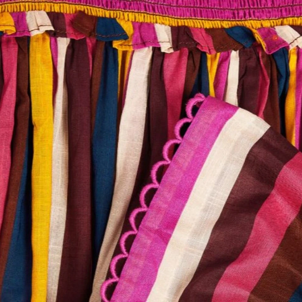 Zimmermann Girl's Sz 10  Clover Ginger Shirred Multicolor Striped Dress - Image 2 of 4