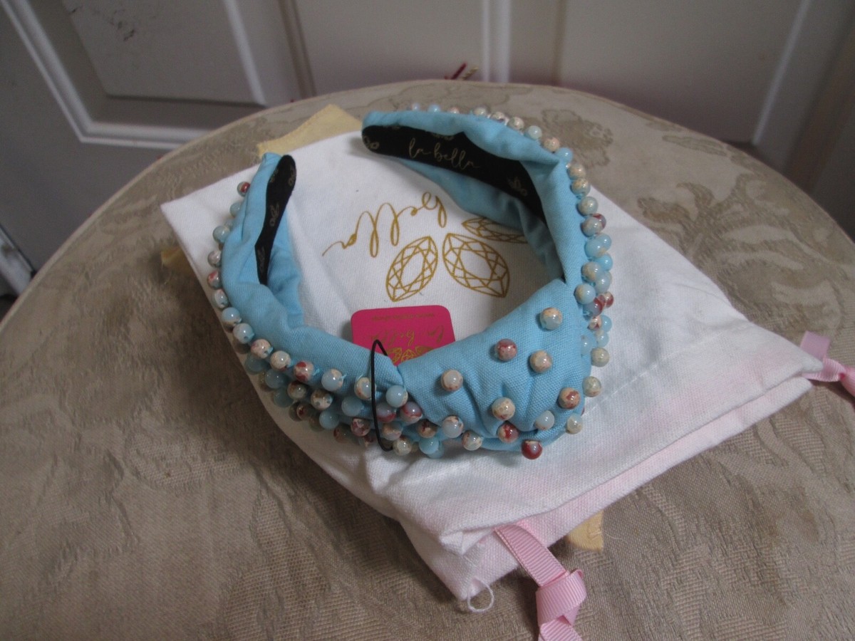La Bella Shop Turquoise Teal Blue Pearl Beaded Headband Elegant Leather Pearl Headband – OPAL OASIS main image 2