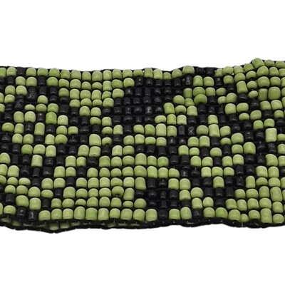 Vtg Glass Seed Bead Belt Woven Stretch Interlocking Wood  display picture 1