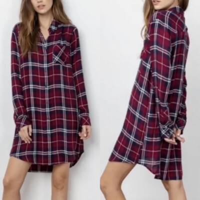 rails plaid shirt dress Rails Bianca Plaid Flannel Long Sleeve Shirt Dress Size Small Charcoal  shadow