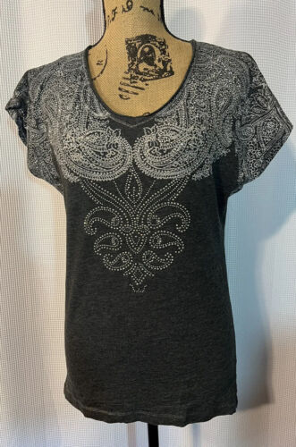 Maurices Premium Embellished Top Small Cadet Gray 