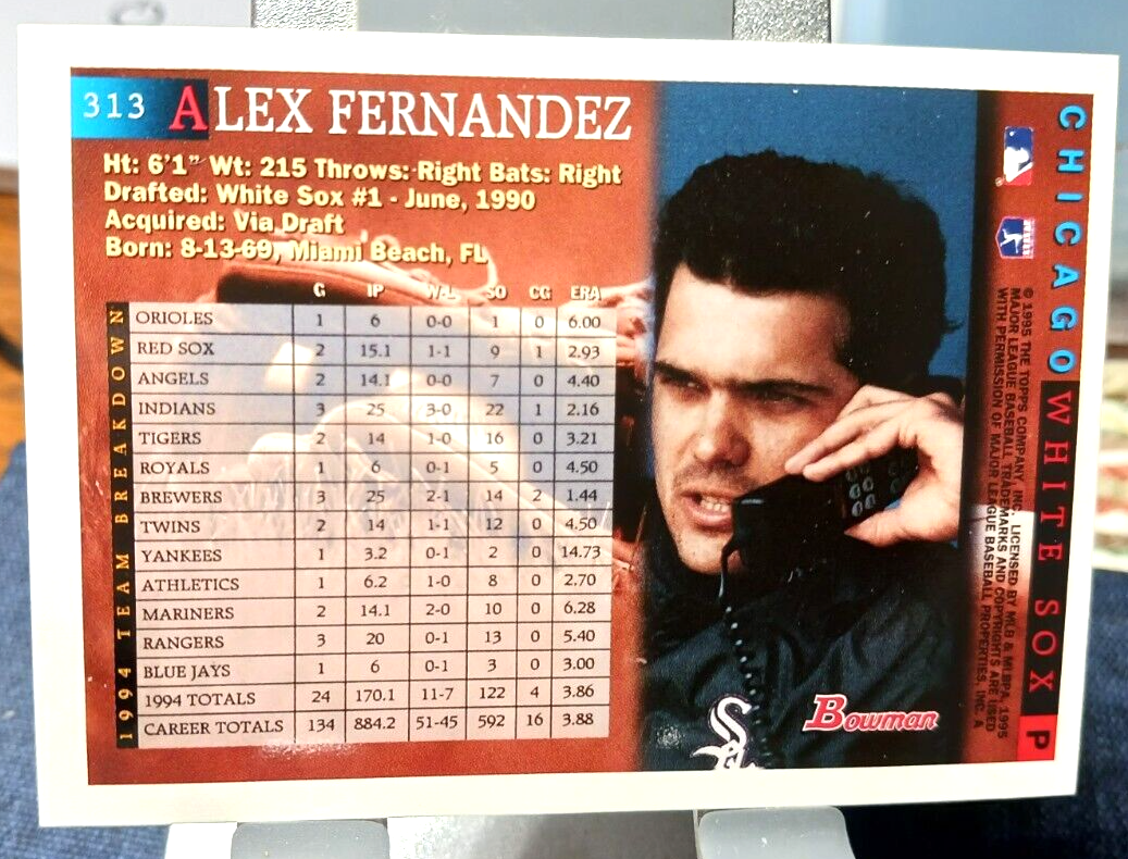 1995 Bowman Baseball Card of Alex Fernandez 313 (NM) Free Returns eBay