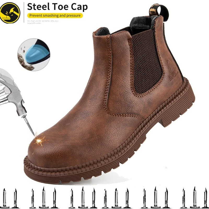 Men's Waterproof Steel Toe Work Boots Safety Indestructible Protective Boots