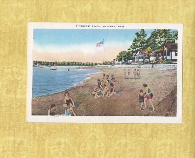 MA Wareham 190829 postcard PINEHURST BEACH MASS KIDS PLAYING IN SAND