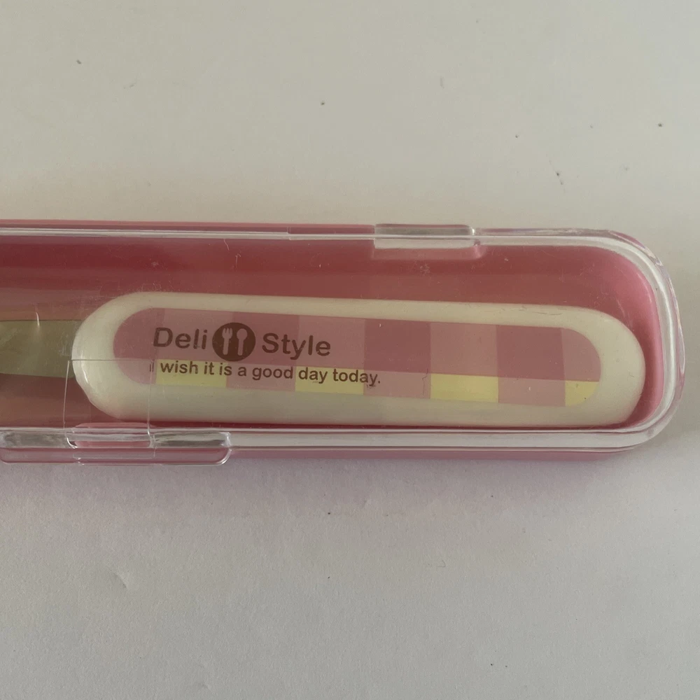 Bento Box Lunch Fork With Case Deli Style Pink