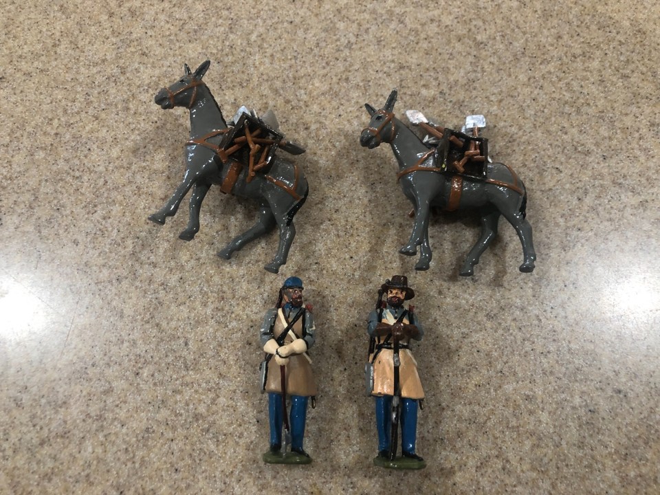 Civil War Vintage Metal Models Pack Mules Picks and Shovels & Soldiers
