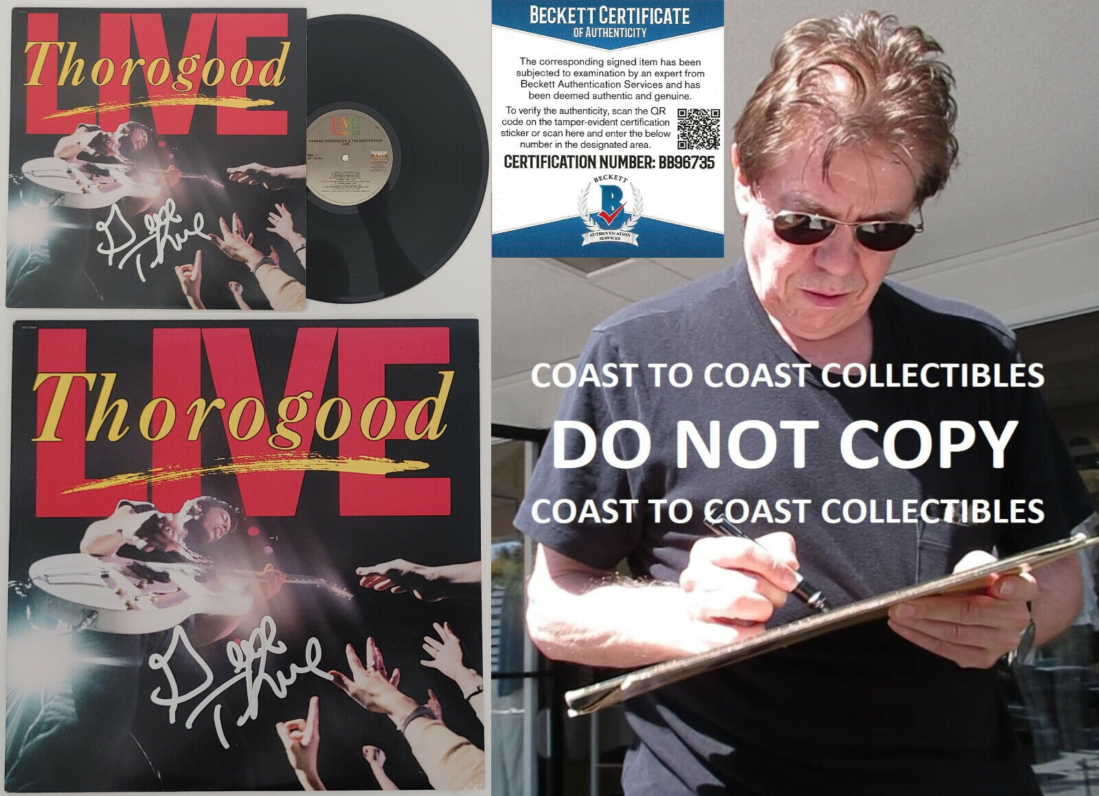 George Thorogood Autographed Signed Autographed Thorogood Live Album Vinyl Proof Beckett COA