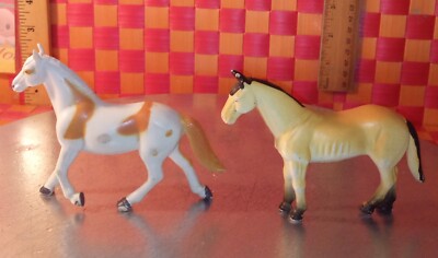 Horses, model toy horses lot, 2 pcs, Mustang and Turkoman, 2 3/4''h by 4 1/2'' L,