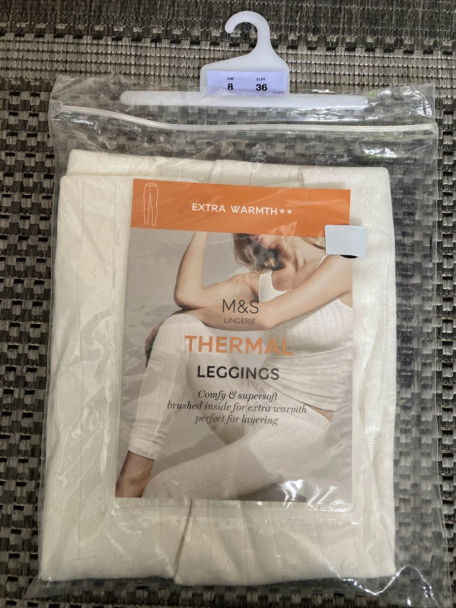 Marks and Spencer Ladies Thermal Leggings Size 8 Extra Warmth Cream