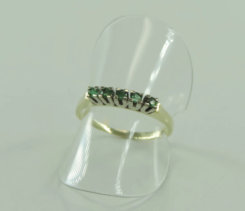 Vintage Damen Ring 585er Gelbgold mit Smaragd ca. 0.10 ct 56 (17,8 mm Ø)* - Bild 4 von 4