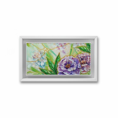 Original Gemälde auf Mini Leinwand, Bild mit abstrakten Blumen. Geschenkidee 