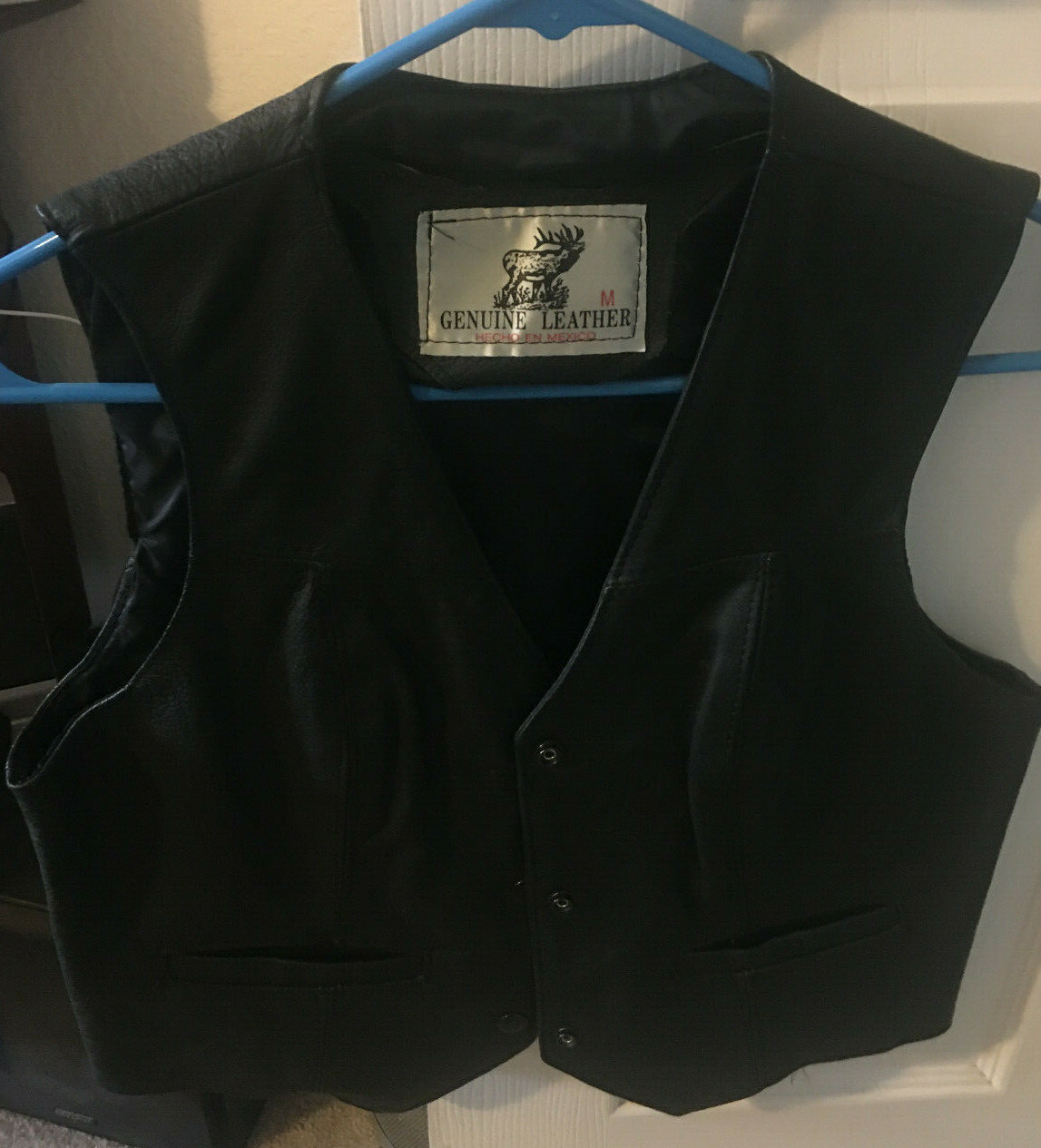 Womens Bikers Black Geniune Leather Vest Size Med VGC Gem