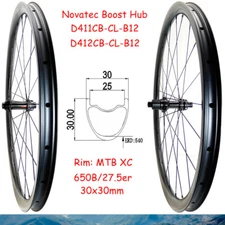 650B/27.5er MTB XC Wheelset Carbon Rim 24H 30mm Wide 30mm Deep Novatec Boost Hub