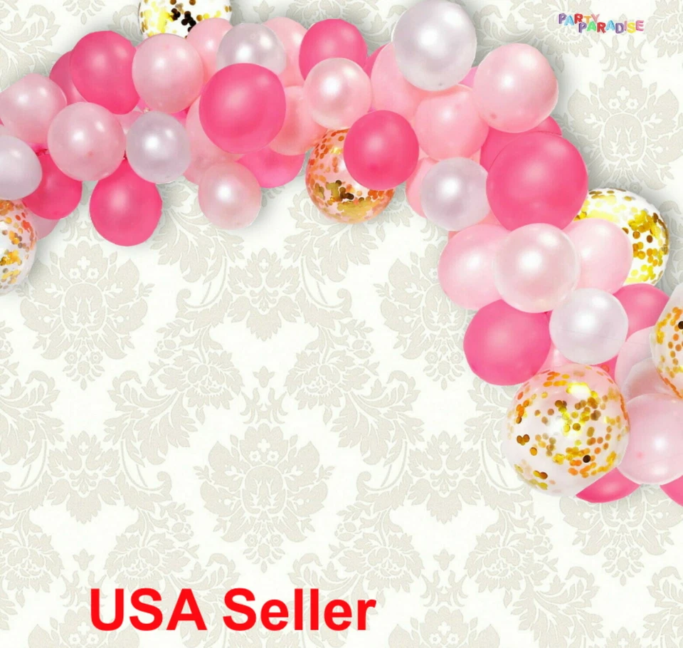 225: BALÃO DE CONFETE ROSA ARCO GUIRLANDA ANIVERSÁRIO menina noiva chá de bebê unicórnio - Imagem 2 de 4