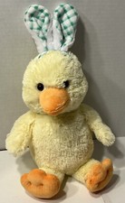 Dan Dee Collectors Choice Duck/Chick W/Green Gingham Bunny Ears Plush Stuffed