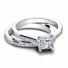 2Ct White Princess Cut Stone Engagement Wedding Ring Set 925 Sterling Silver