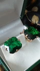 Vintage 1990""s 14 Ct Rolled Gold Large Emerald Earrings-Hallmarked 585 RG.!