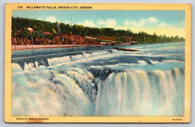 #ad Vintage Postcard Oregon City Oregon Willamette Falls Stamp Stamped $2.80
