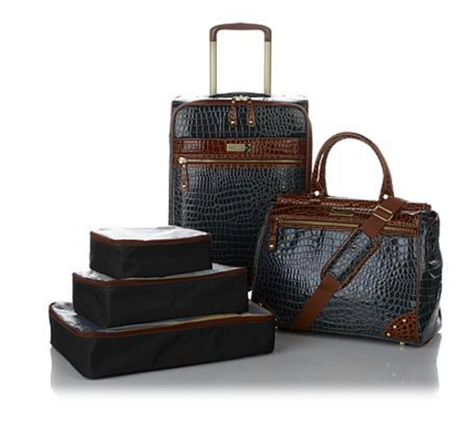 Samantha Brown Luggage Croco Embossed Jet Set Travel Collection 5 pc Black - Image 2 of 4