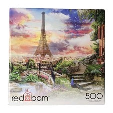 Paris Sunset Eiffel Tower France Sky Landscape 500 Pcs. Puzzle Red Barn 18X14 in
