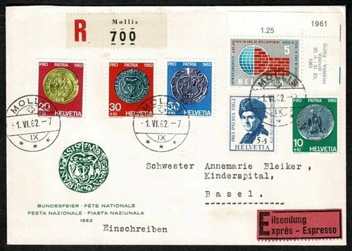 SWITZERLAND 1962  Registered Expres FDC pro Patria issue   SE65C