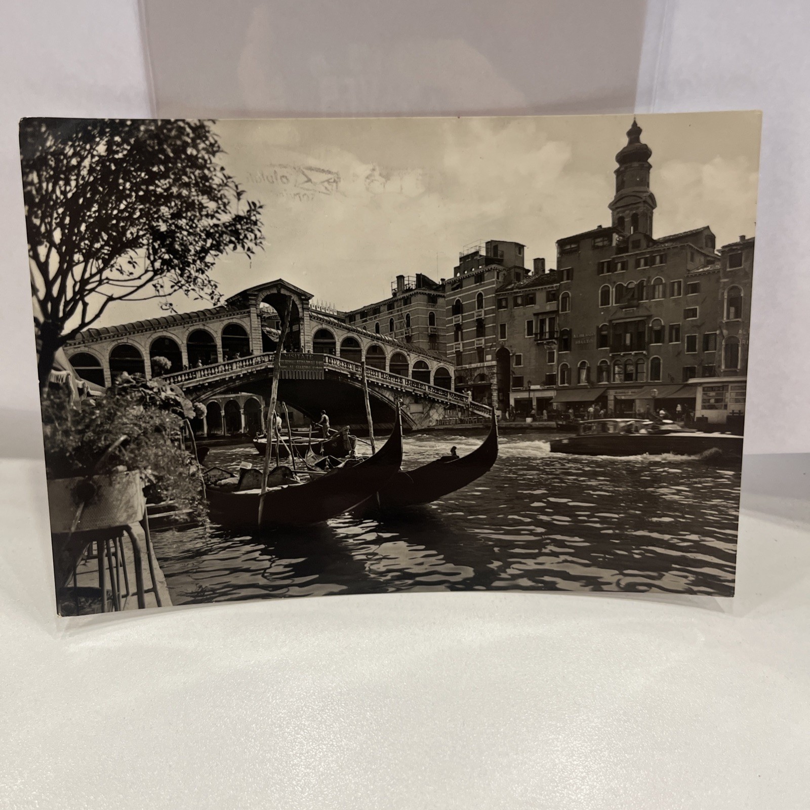 CARTOLINA BIANCO E NERO VINTAGE COLLEZIONE VENEZIA PONTE DI RIALTO