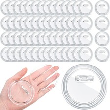 60 Pcs 3 Inch Clear Button Pins for Crafts DIY Photo Acrylic Blank Pins