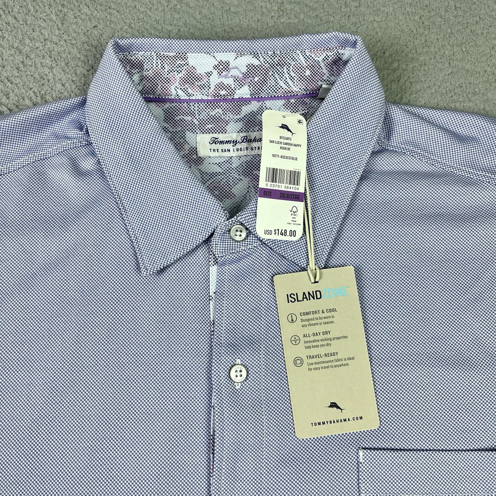 Tommy Bahama San Lucio Stretch Shirt Mens 2XLB Purple Micro Check Island Zone
Opens in a new window