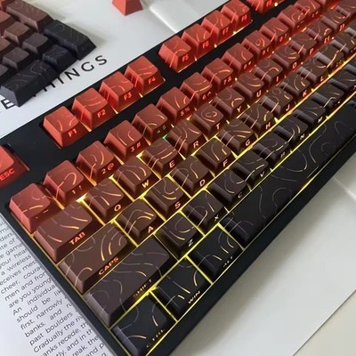 White 97 Keys PBT Keycap Set Cherry Profile Side Shine Through For MX Keyboard