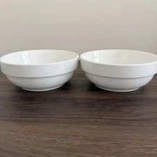 4 Fiddle + Fern White Porcelain Bowls 6"w x 2.5"h Coupe Cereal Soup Replacement