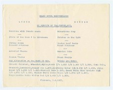 Grand Hotel Mediterraneo Menu Florence Italy 1971
