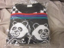 Vintage 1980s Panda Bear Checkered Colorful Acrylic Sweater Medium 10/12 NEW