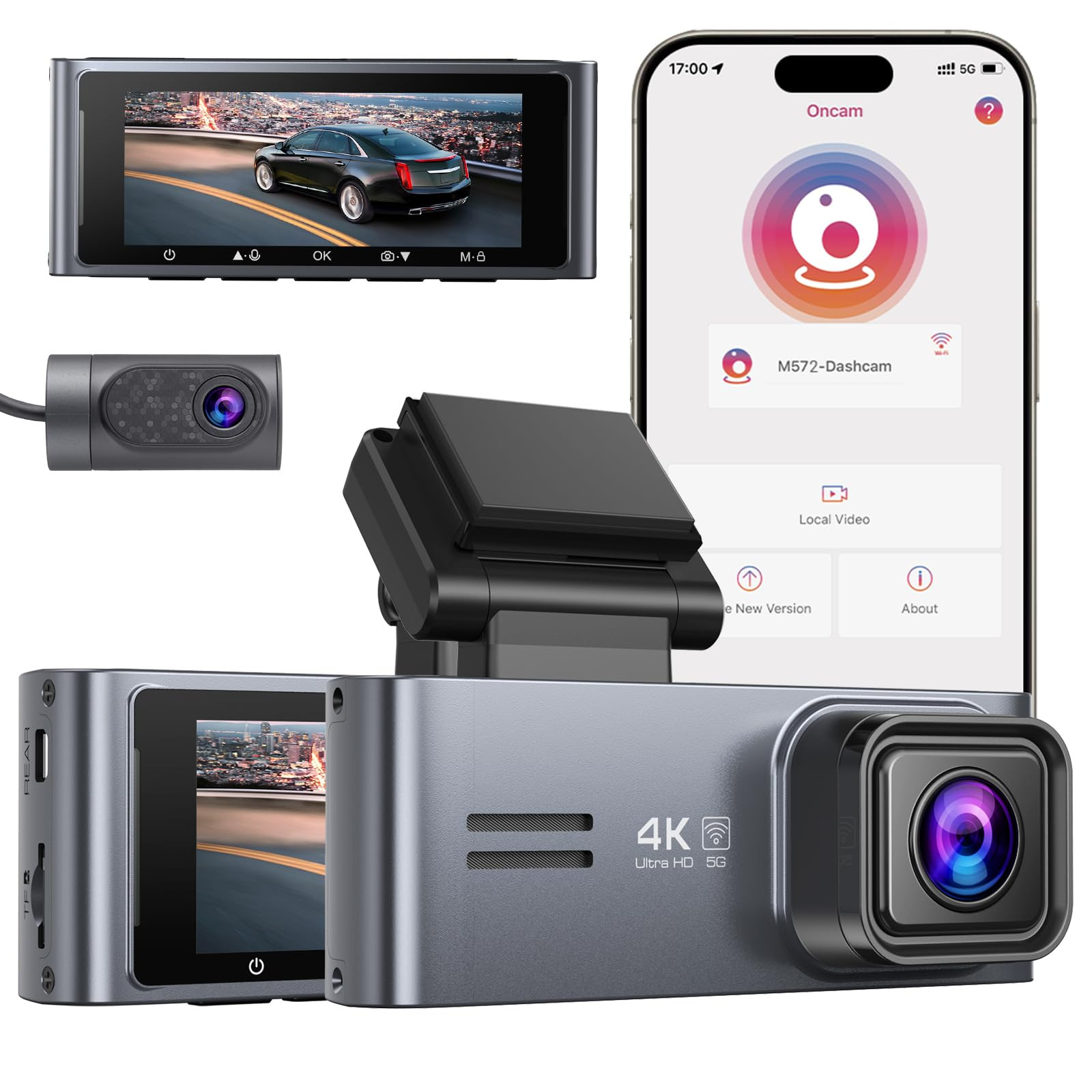 2025 Upgraded 4K Front and Rear Dash Cam with 3.18