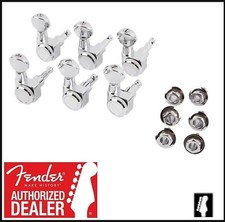 Fender Locking F Tuners Chrome 6 Inline 2 Pin Round Vintage Buttons 099-0818-500