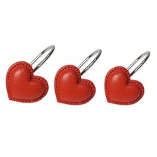 12 Red Resin Heart Shape Shower Curtain Hooks, Anti-Rust, Decorative Hangers