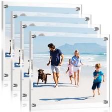 4 Pcs Acrylic Floating Picture Frame 8.5 x 11 Inches Wall Mount Frameless Pho...
