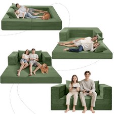 Cansunna Giant Human Dog Bed, 3-in-1 Sized Bed with Queen, Green