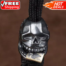 Poker Card Skull Brass Knife Bead EDC Paracord Lanyard DIY Outdoor Charm Pendant