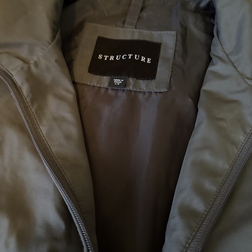 Structure Jacket Gray Zip Up Long Sleeve Polyester Coat Men's Size Large - Picture 2 of 5