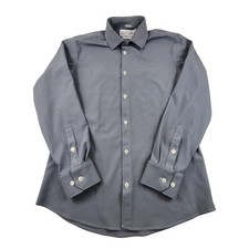 Mizzen Main Leeward Performance Dress Shirt Mens Medium Blue Check Trim Fit